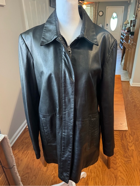 GAP Jackets & Blazers - Ladies Gap Classic Black Leather Jacket - Women's Quilted Lined Coat large